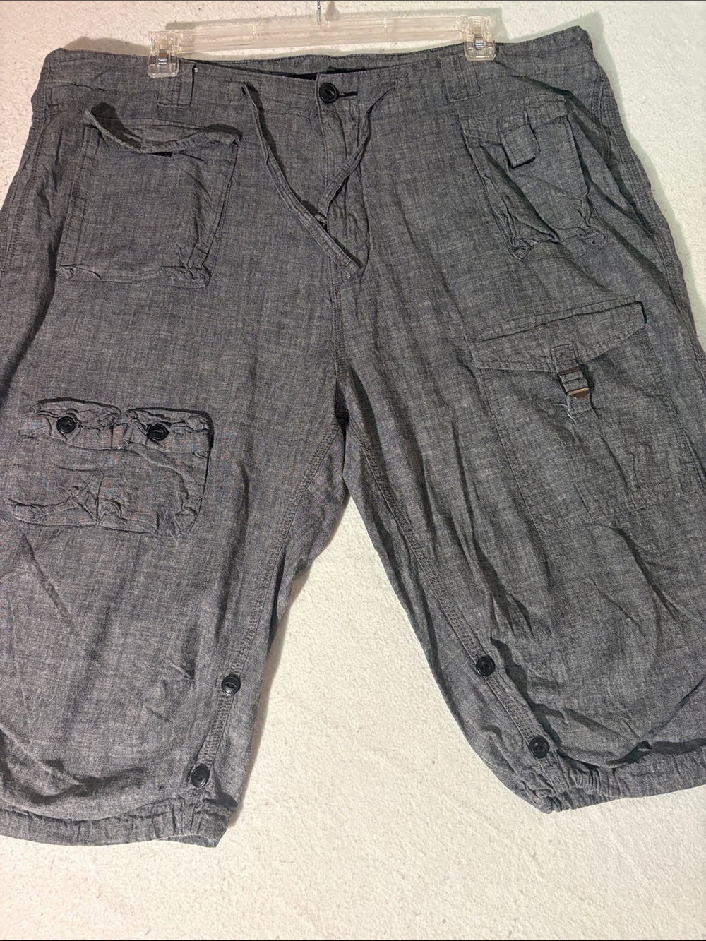 Sean John Cargo Shorts Mens 42 Gray Baggy Y2K Hip Hop Streetwear W228
